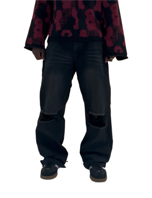Lutte Flared Black Distressed Jeans