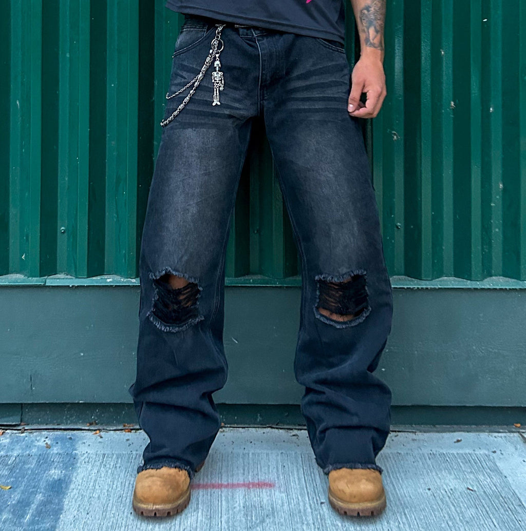 Lutte Flared Black Distressed Jeans