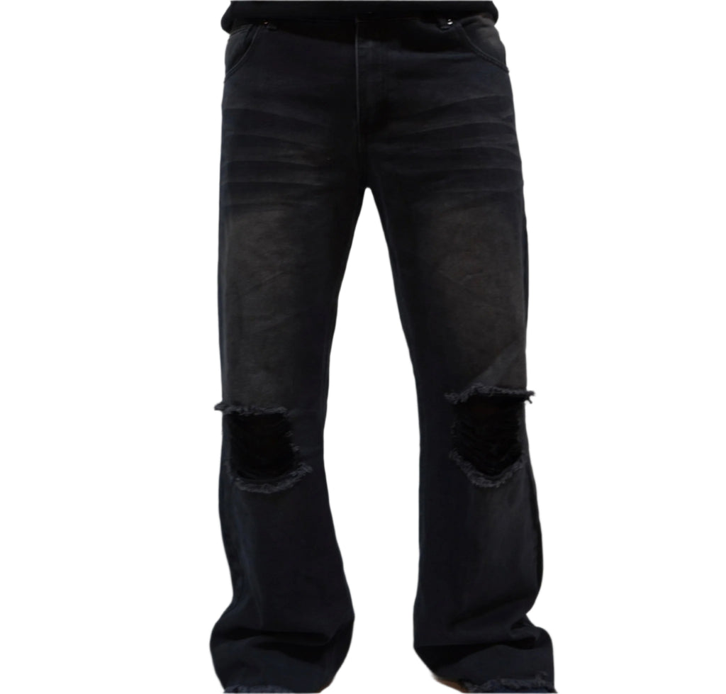 Lutte Flared Black Distressed Jeans - Lutte