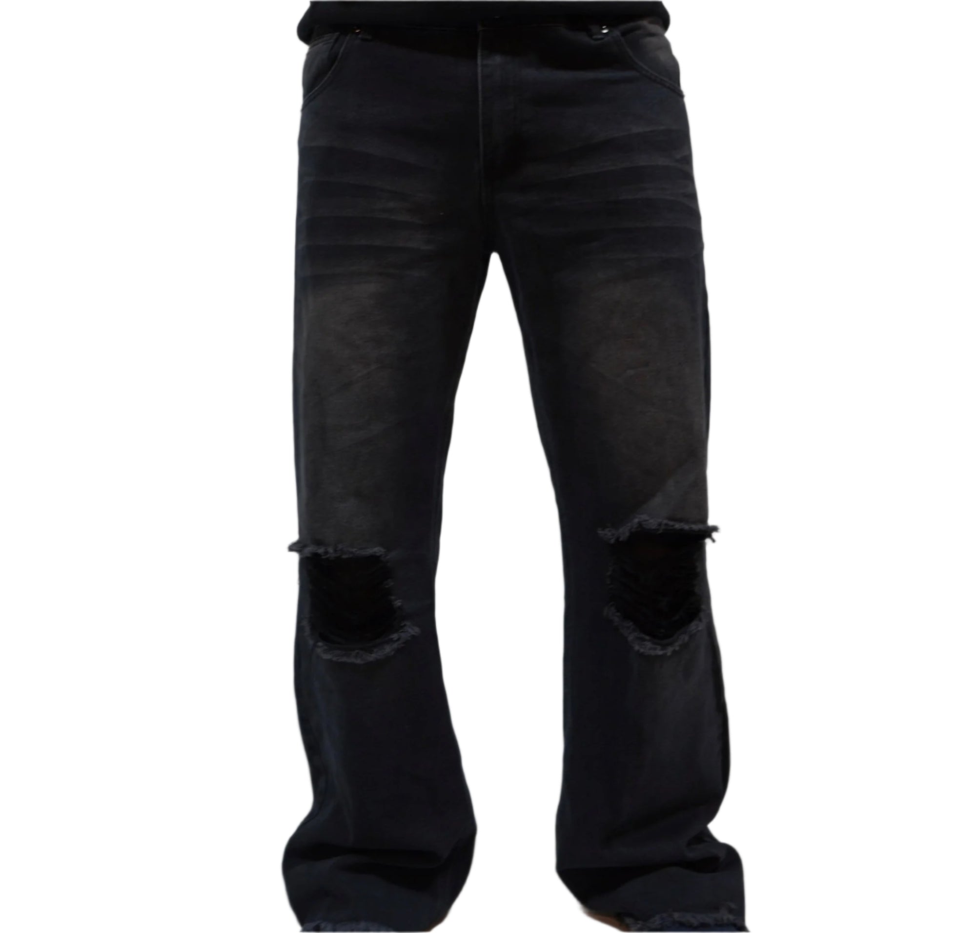 Lutte Flared Black Distressed Jeans - Lutte