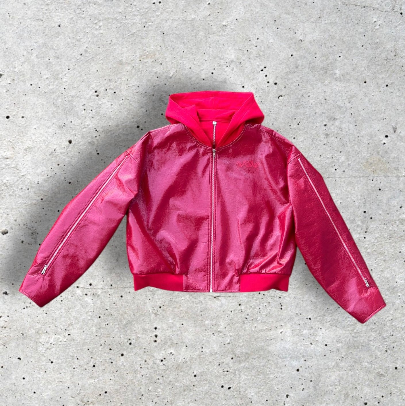 Zip up hoodie leather jacket - Lutte